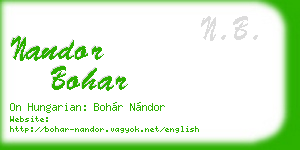 nandor bohar business card